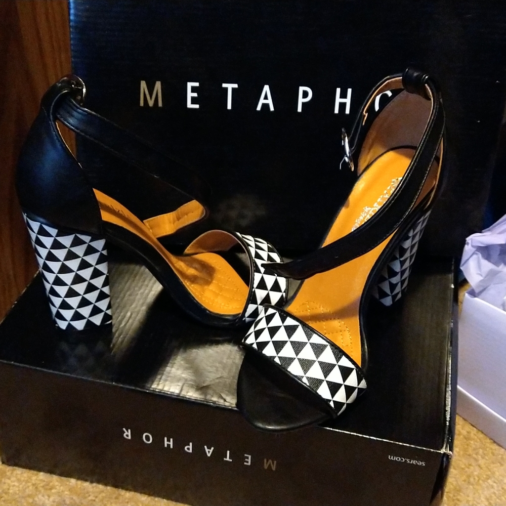 Metaphor open toe heels, size 5.5 worn one time , runs slightly big